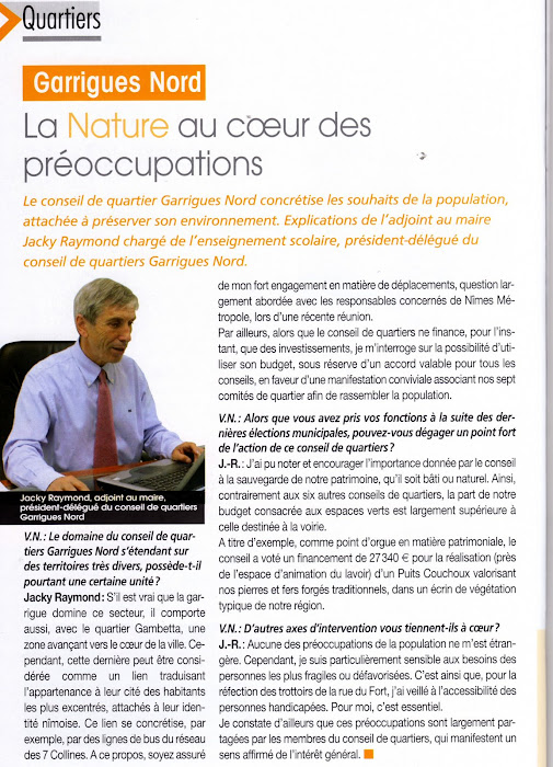 JACKY RAYMOND SUR "VIVRE NÎMES" MAI 2009