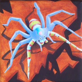 Blue Coral Banded Spider Acrylic Painting