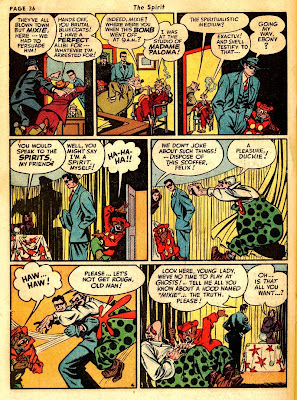 Cartoon of carnival clown and furtune teller appear in this vintage old comic book page from 1943 