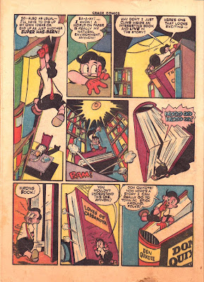 A cartoon library and drawings of books are shown in this page from the Quality Comics publication Crack Comics.