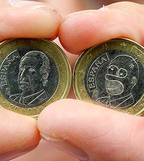 Achada moeda de euro com Homer Simpson