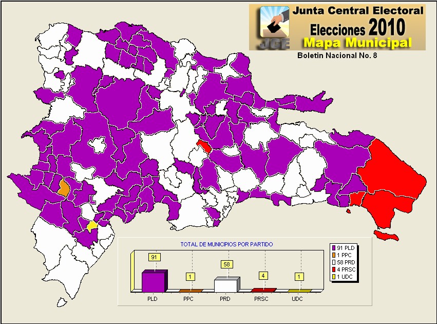 Así lucen los mapas electorales en el boletín número ocho de la JCEEl