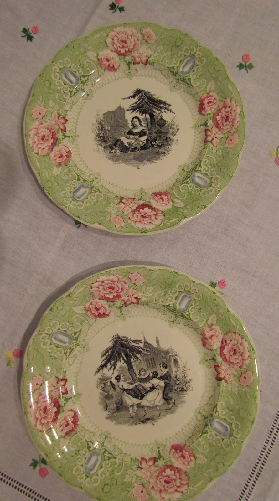 Angela Lace Pink transferware plates