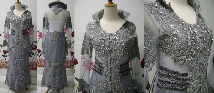 baju pendamping pengantin wanita silver