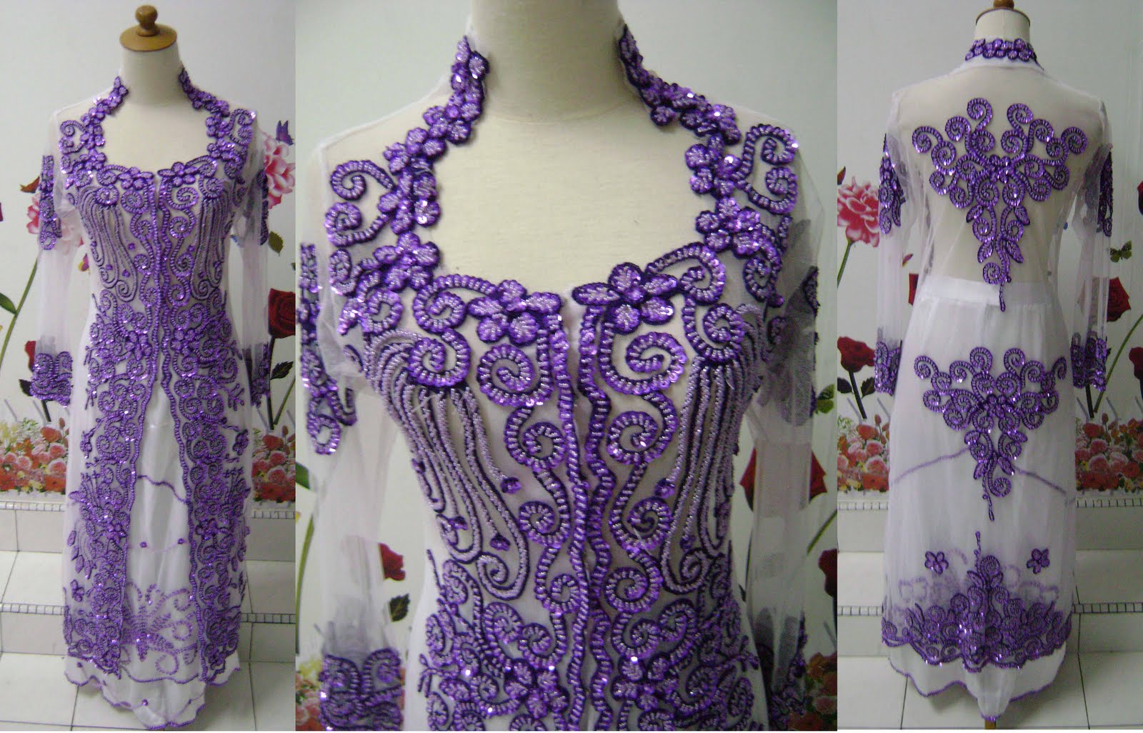 BAJU PENGANTIN KEBAYA SULAM KEBAYA ANGGUN PUTIH PURPLE BAJU PENGANTIN KEBAYA SULAM KEBAYA ANGGUN PUTIH PURPLE