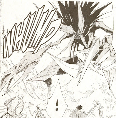 Not actually the best picture of the sword demon thing, but the best was on a two page spread that wouldn't scan well because it's in Shonen Jump, which is 400 pages long and has a spine like a science textbook.