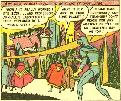 In the future, everybody wears plastic suits and/or capes...