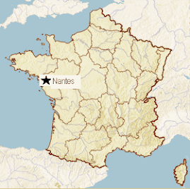 Nantes on French Map