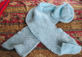 knitted hat and scarf