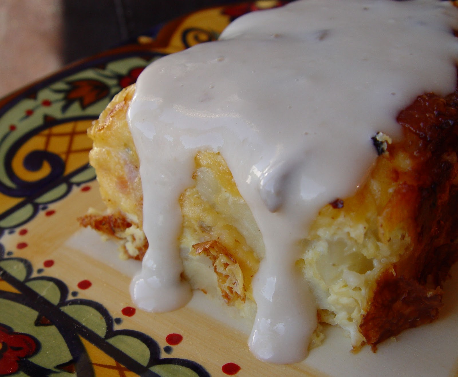 Breakfast Casserole with Potatoes, Ham, Eggs and Cheese