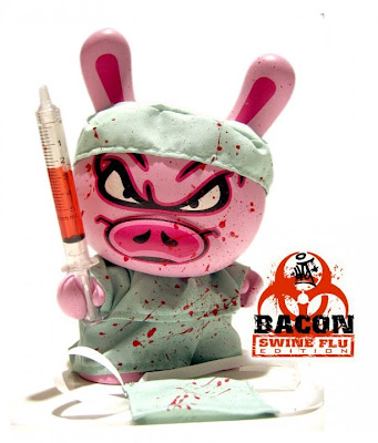 Hand Painted Custom Bacon Swine Flu Edition 8 Inch Dunny by Sket One