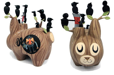 Hand Painted Custom The Birds Wood Labbit by Amanda Visell