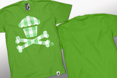 Johnny Cupcakes Summer 2010 Collection Part III - Gingham Cupcake and Crossbones on a Lime T-Shirt