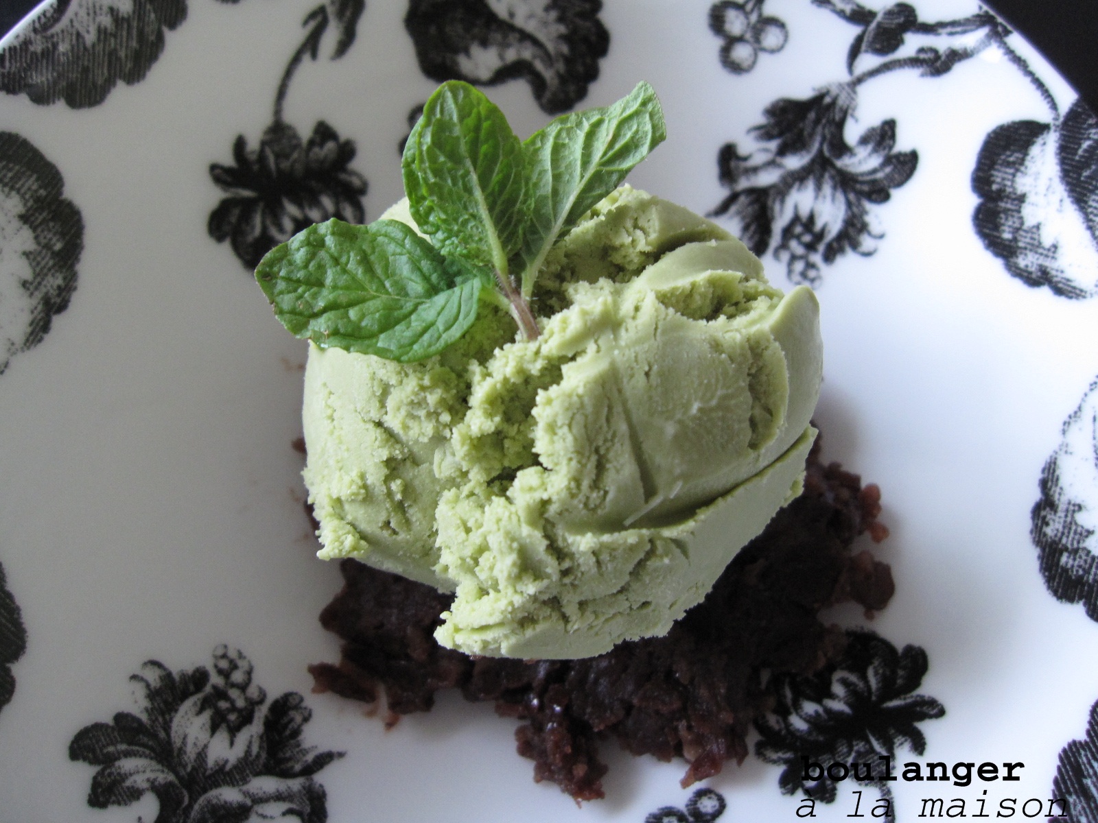 You can do it... at home! Perfect match, green tea ice cream and red
