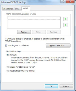 Windows 7 : Add WINS server details here.