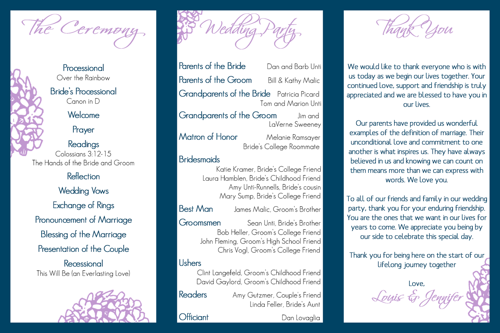 tri fold wedding program templates