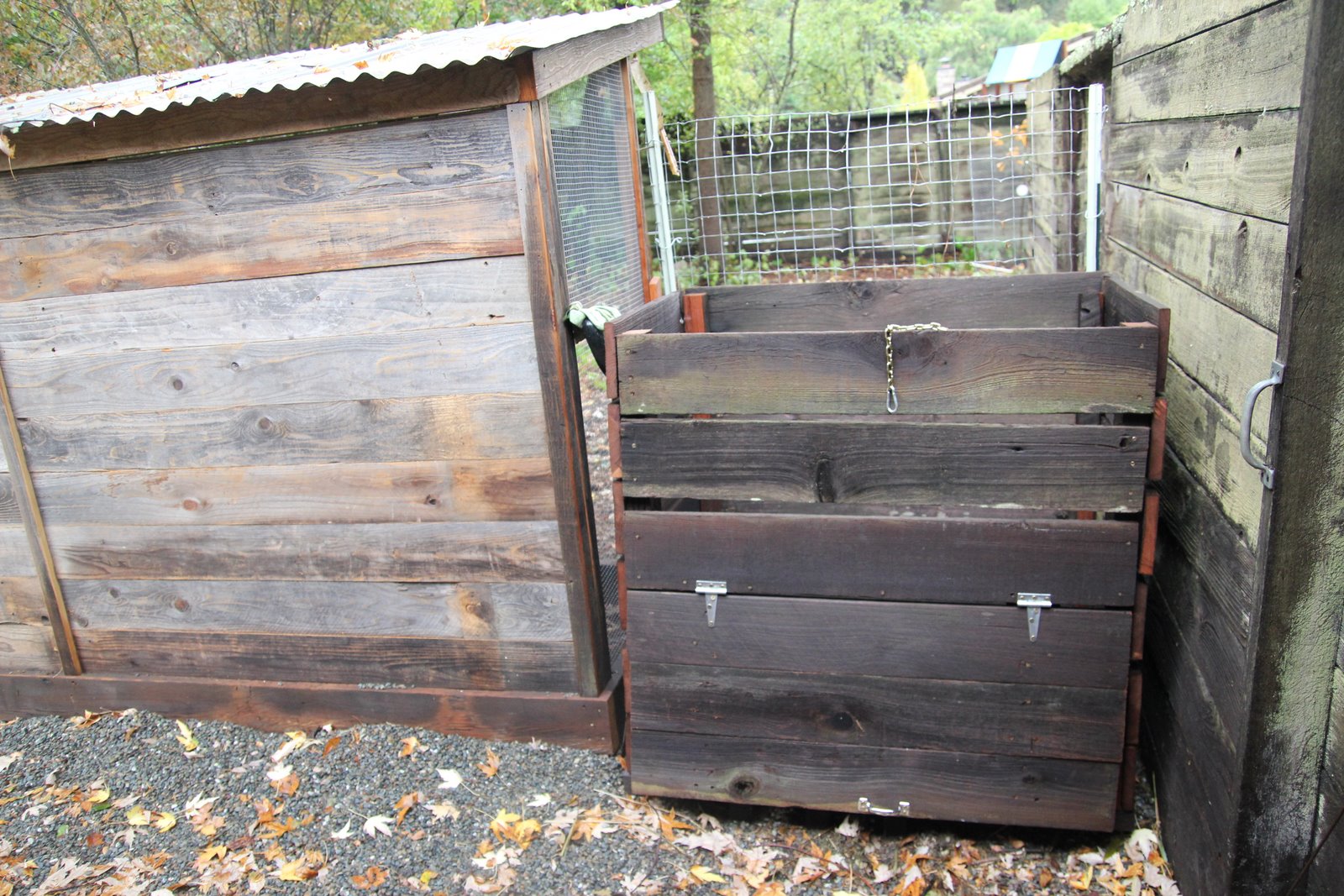 Nicolle's Originals Repurposed Wood into Compost Bin = Garage Project