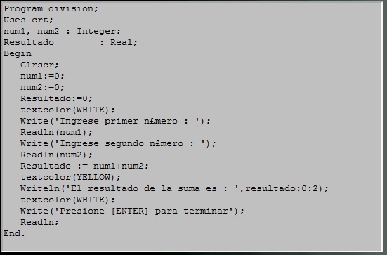 EJEMPLOS PROGRAMAS PASCAL ejemplos programas pascal: