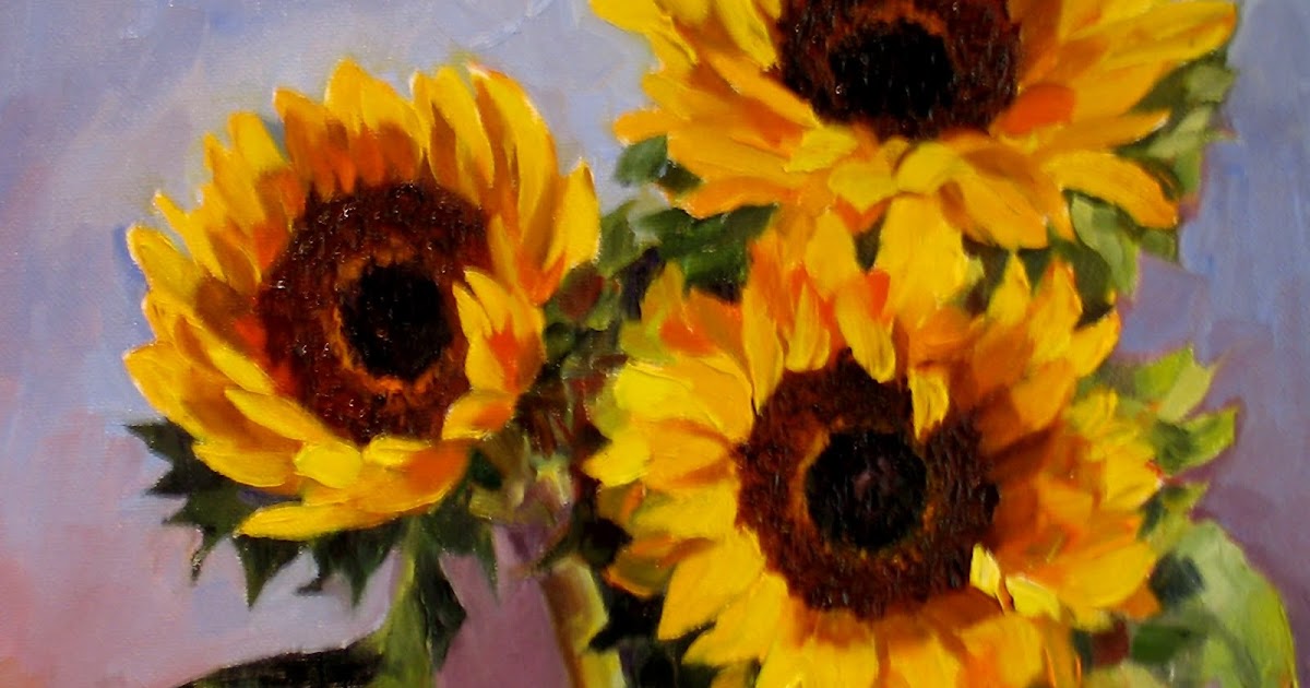 Nel's Everyday Painting Sunflowers On Lavender SOLD