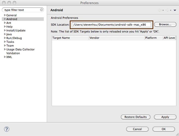android studio sdk location mac