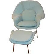 blue womb chair