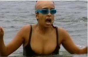Konnie Huq swimming in cold water