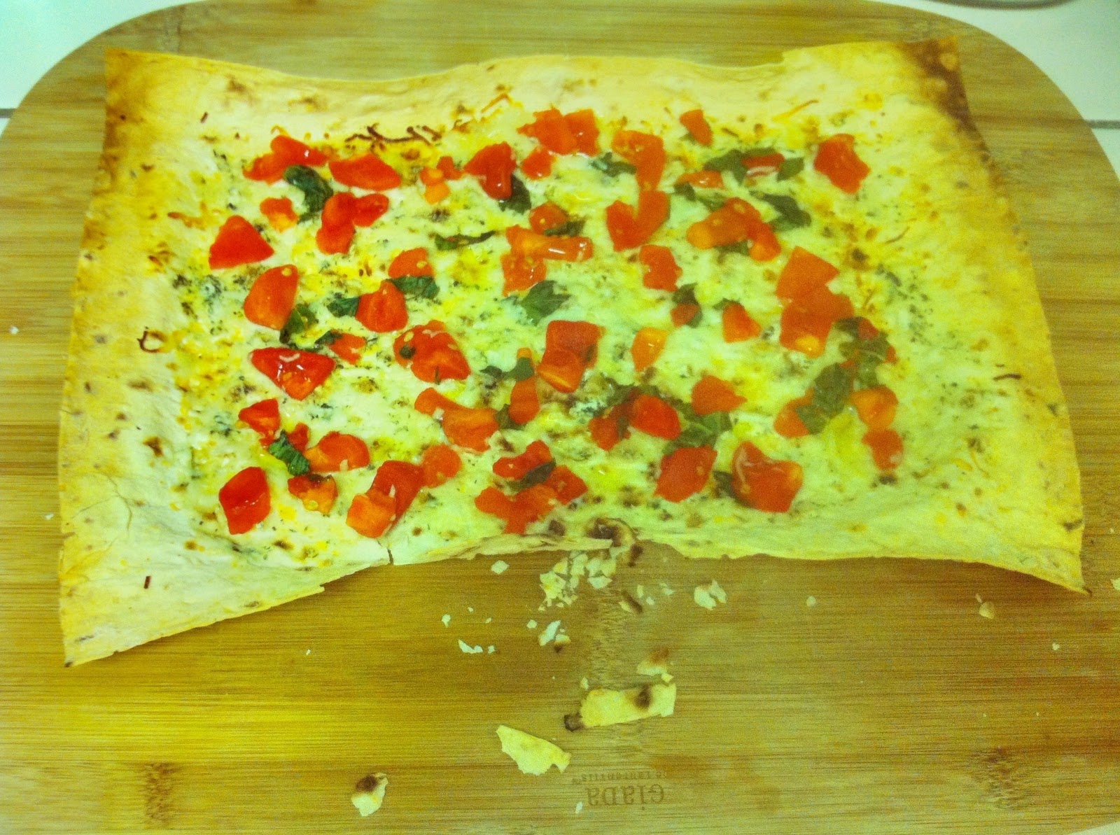 Garlicky Good (and other flavors too) Lavash Bread Margherita Pizza