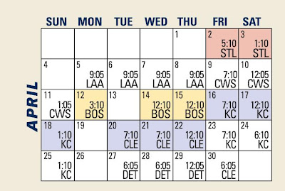 the Twins April Schedule