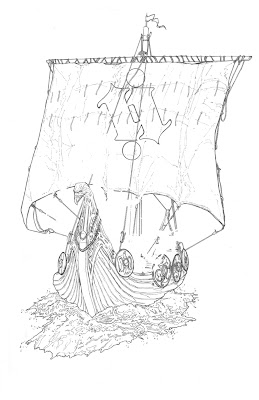 Delton Demarest Arts: Final Line Drawing for Viking Longship