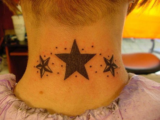 beautiful star tattoos on the neck