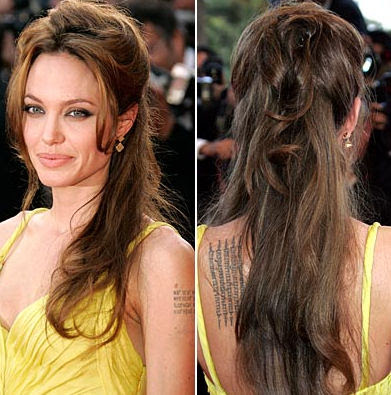 Angelina Jolie tattoo on his back