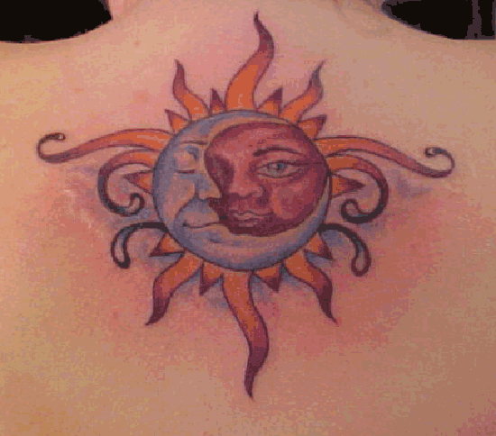 Tattoo designs sun moon stars are not easy to find on the web these days.