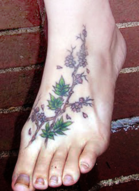 best art vine tattoo designs on foot for girls