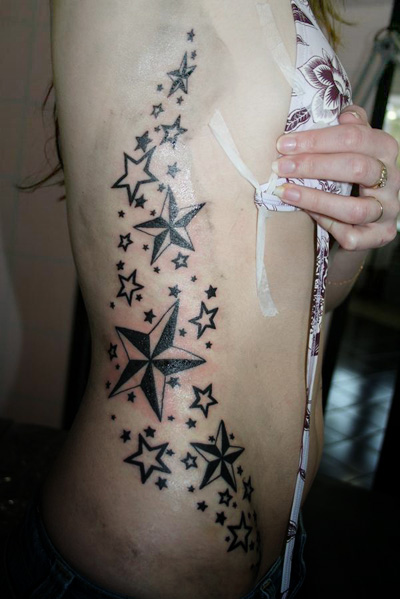The sun, moon, and star tattoo design is great to wear.