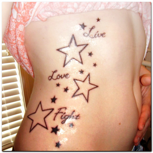 shooting stars tattoo. small nautical star tattoo