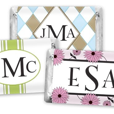 How about some mini Hershey's monogrammed candy bars wrapped 
