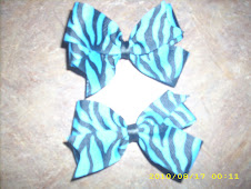 Blue zebra hair bows