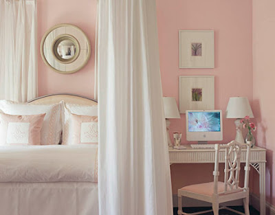 pink-and-white bedroom, bedroom, interior design, home interior