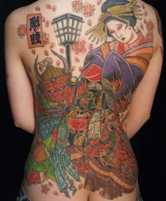 Japanese Geisha Tattoo On Back Body Japanese Geisha Tattoo On Back Body