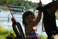 Toddler Swingin on Horse Tire Swing