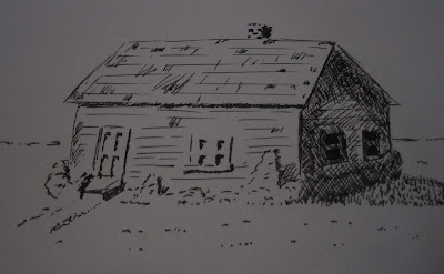 Ink drawing house