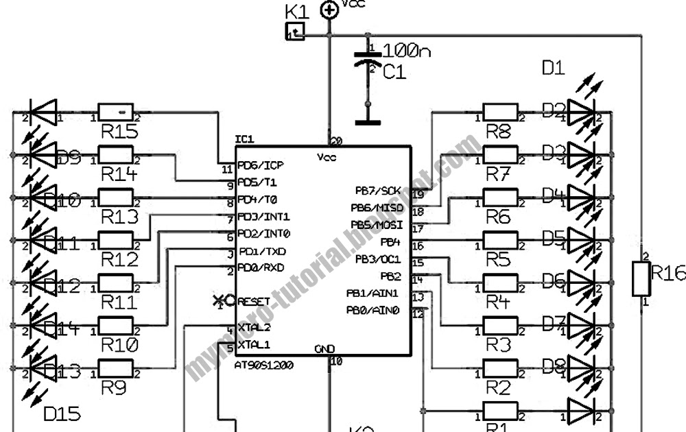 Free Microcontroller and Interface Programming Running LED Circuit