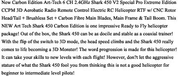 Art-Tech 6 CH 2.4GHz Shark 450 V2 Description Images