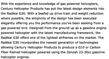 About Radikal G30 RC Helicopter