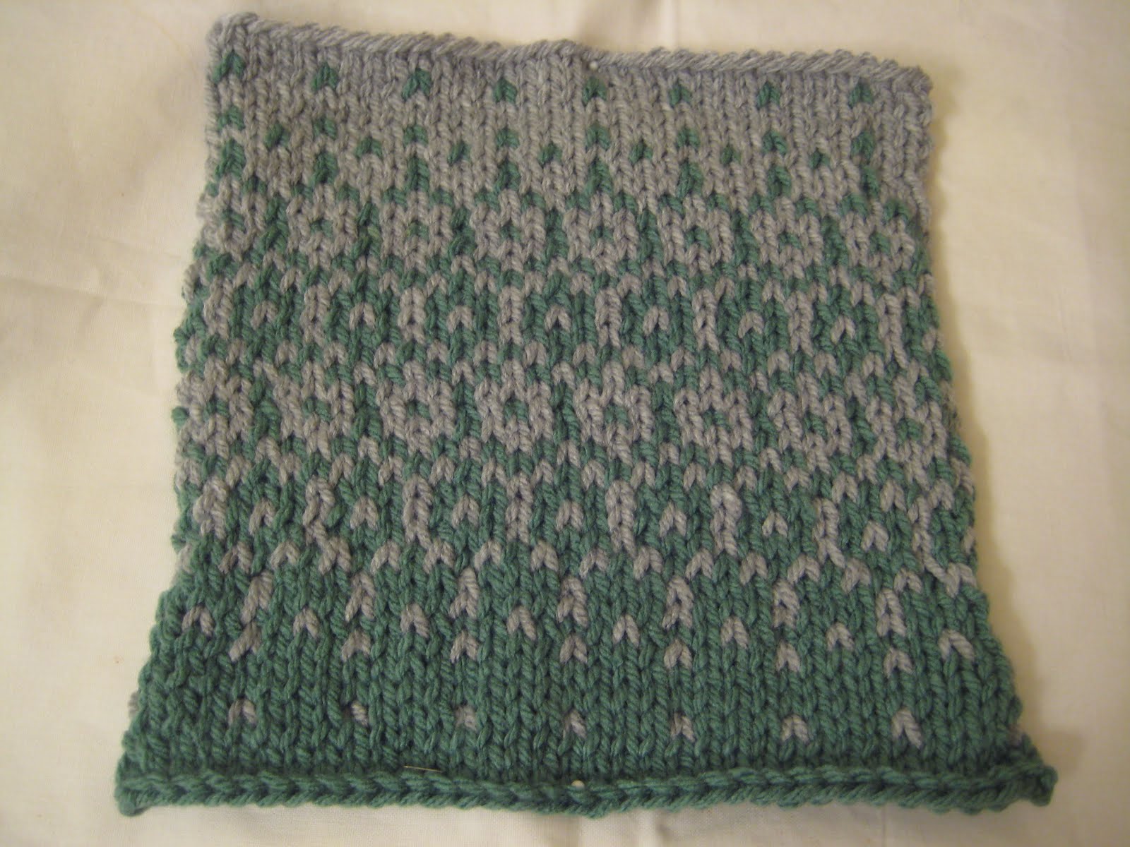 Tree Peeps: knit quilt squares