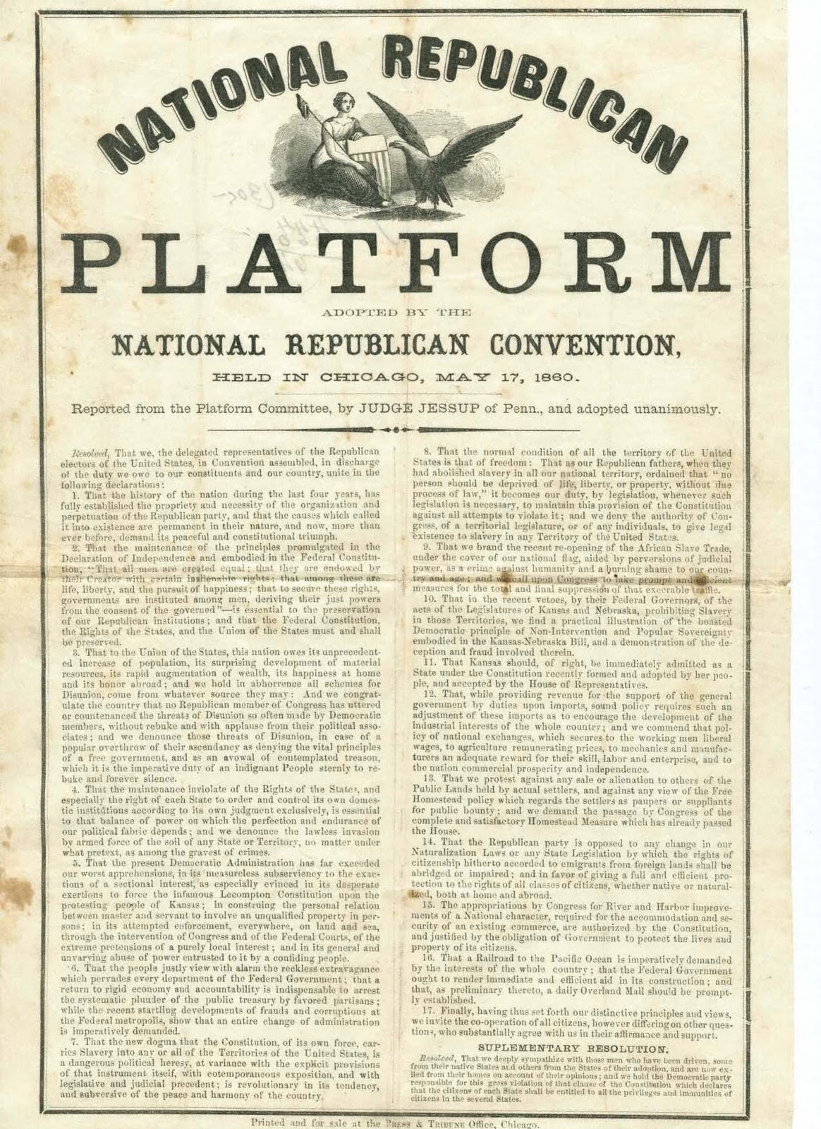 republican party 1860 platform republican party 1860 platform