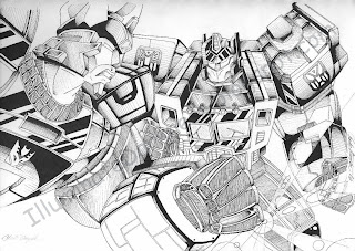 Galvatron fighting Optimus Prime