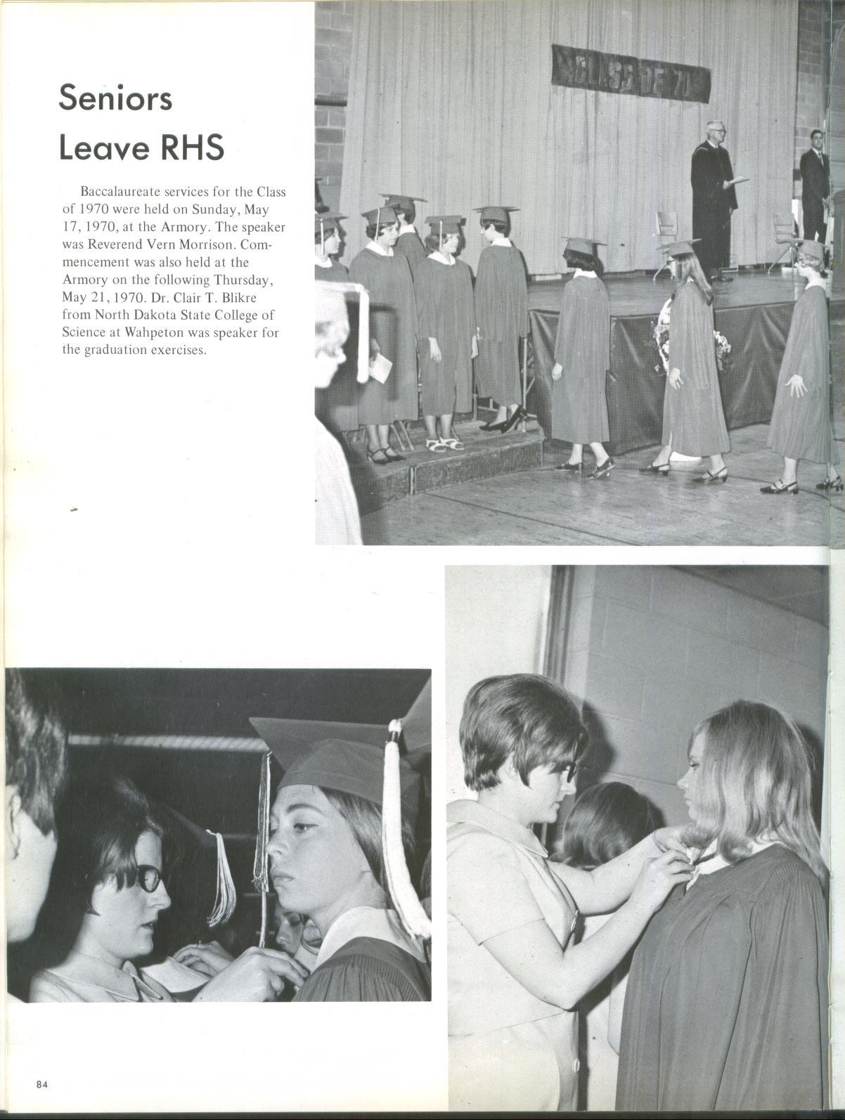 Redfield High School Class of 1970 40 Year Reunion Senior Annual 1970