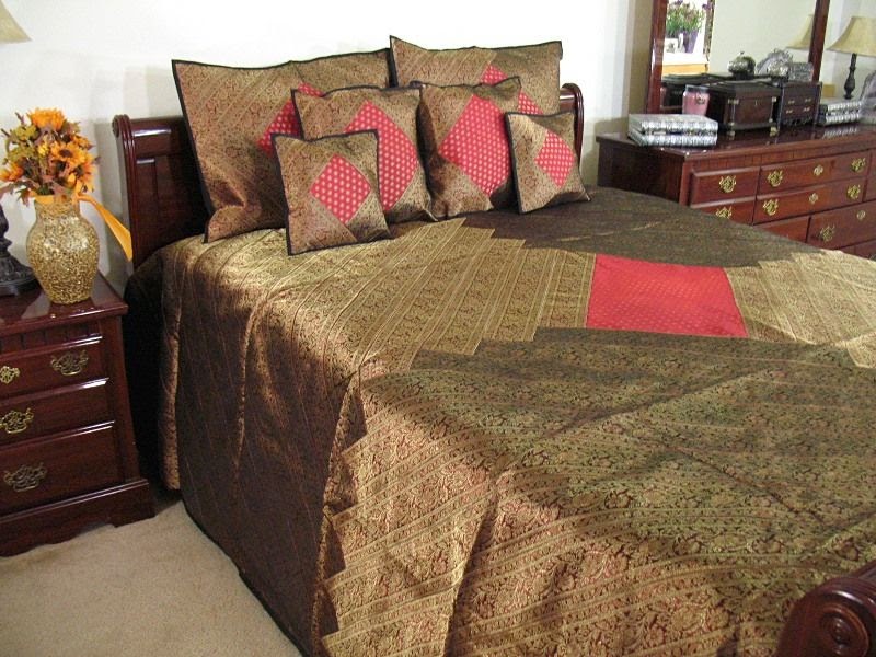 Modern Furniture Indian King Duvet Set Sari Bedding Bedspread Coverlet