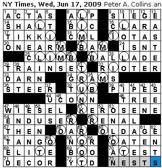 Rex Parker Does the NYT Crossword Puzzle: WEDNESDAY, Jun. 17 2009 — 24
